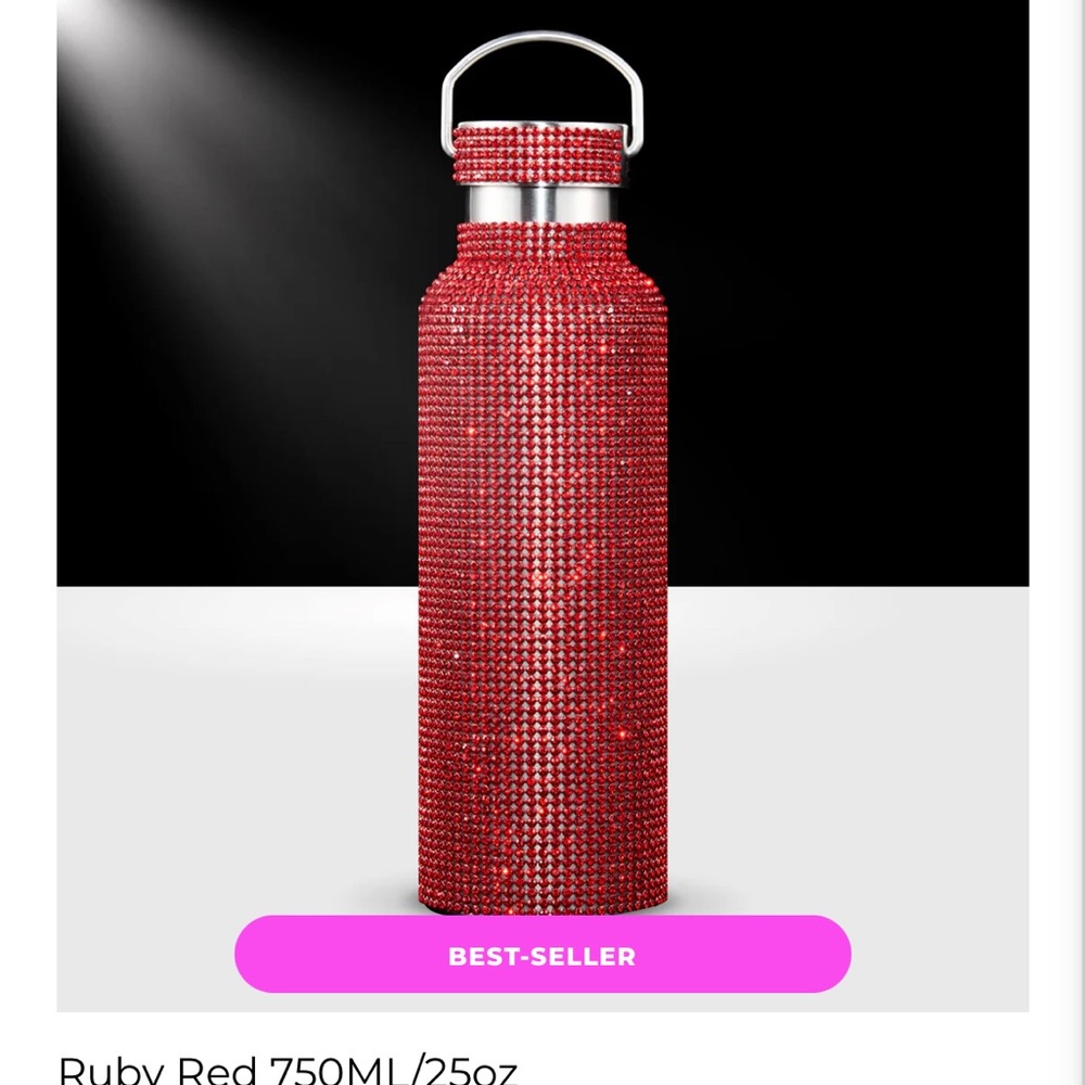 Tomo Ruby Red Rhinestone Stainless Steel Water Bottle 25oz original packaging